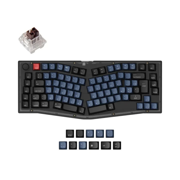 KEYCHRON Q8 (ALICE LAYOUT) RGB FULLY ASSEMBLED KNOB NAVY BLUE - GATERON G PRO BROWN