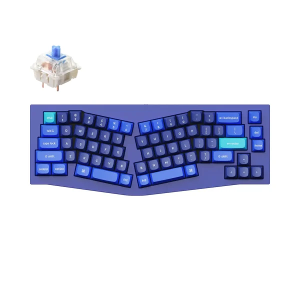 KEYCHRON Q8 (ALICE LAYOUT) RGB FULLY ASSEMBLED SILVER GRAY - GATERON G PRO BLUE